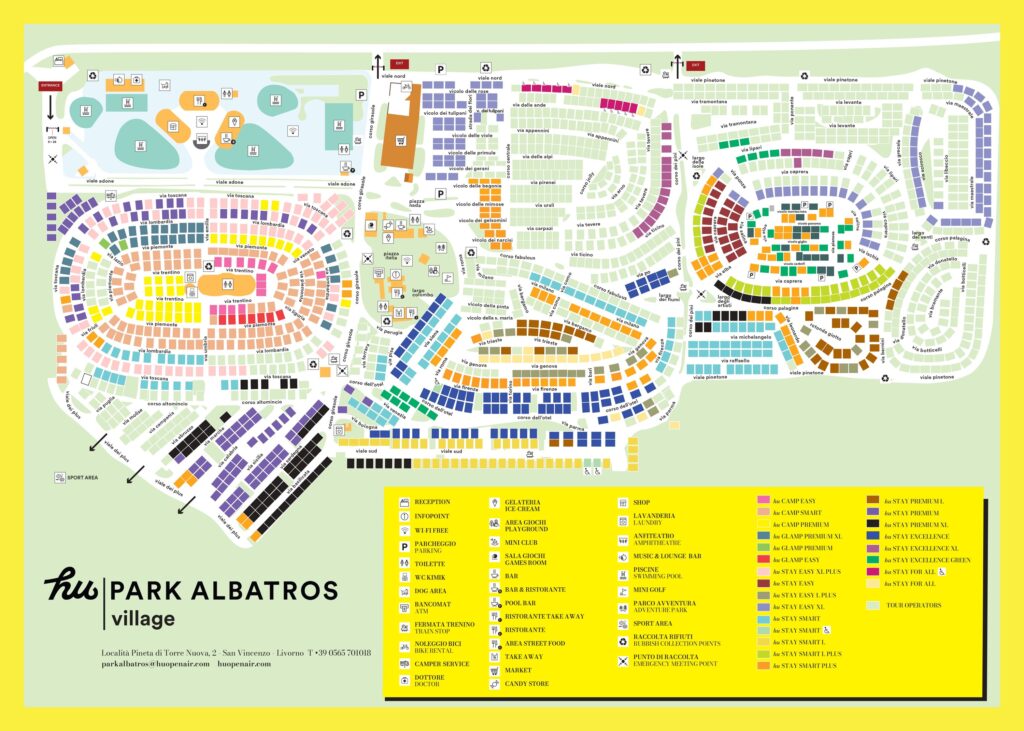 Kaart en plattegrond van Camping HU Park Albatros Village
