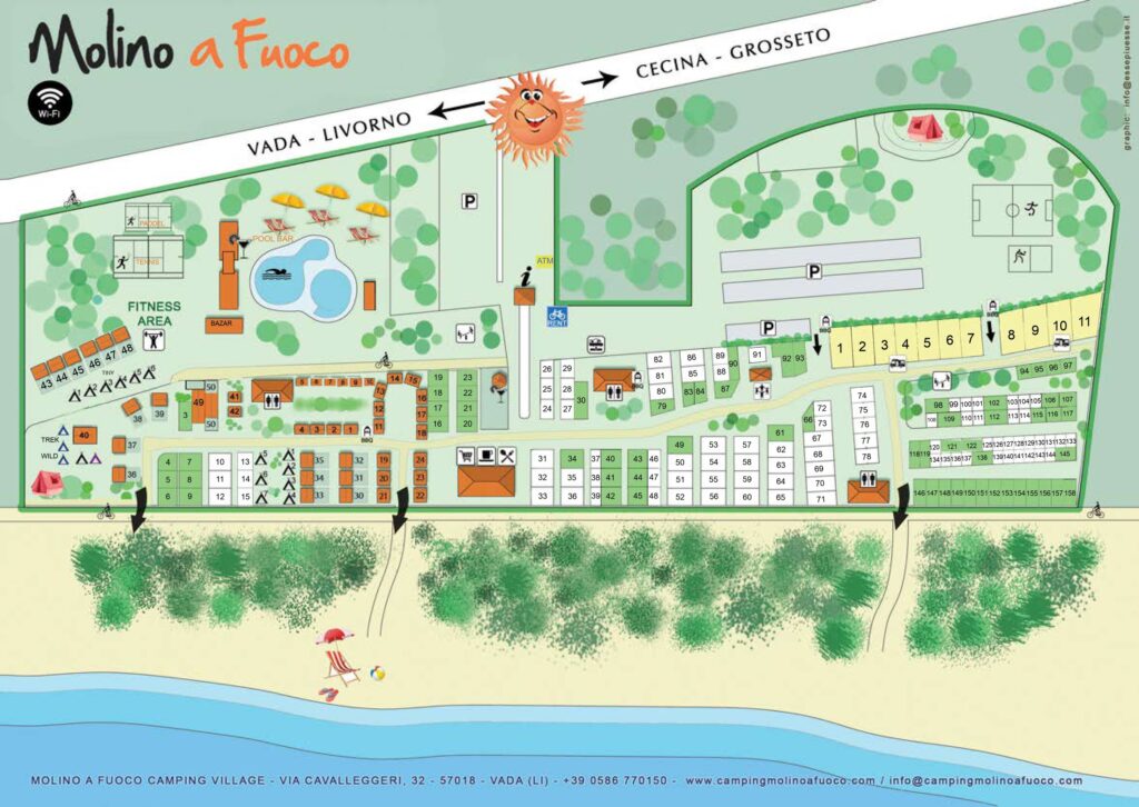 Kaart en plattegrond van Camping Molino a Fuoco