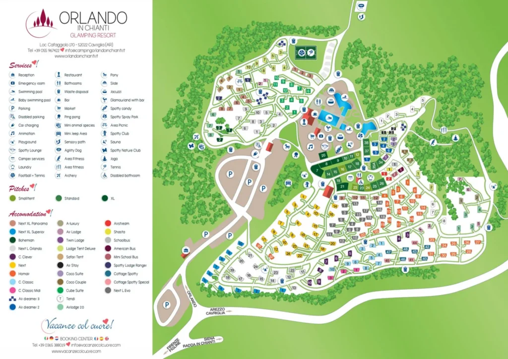Kaart en plattegrond van Camping Orlando In Chianti