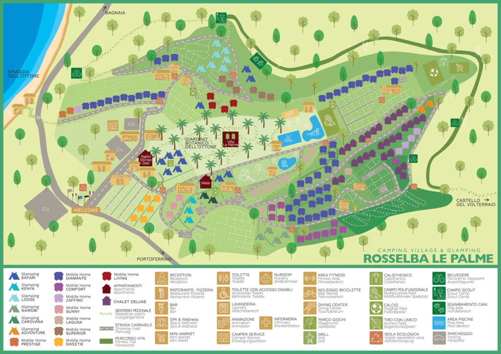 Kaart en plattegrond van Camping Rosselba Le Palme