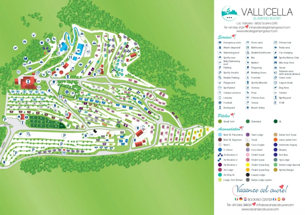 Kaart en plattegrond van Vallicella Glamping Resort